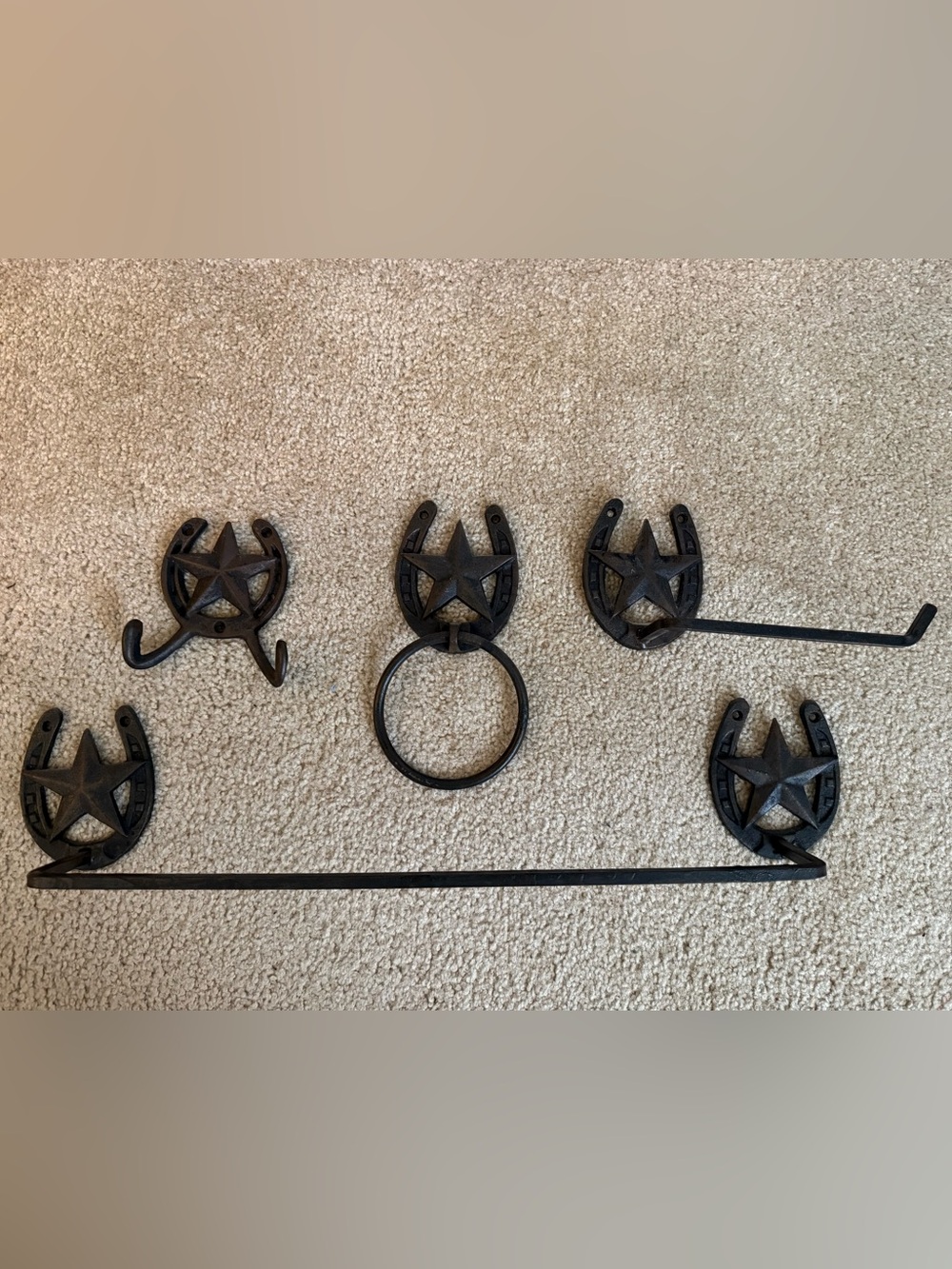 Rustic Star & Horseshoe 4-Piece Bathroom Set: Western-Style Decor